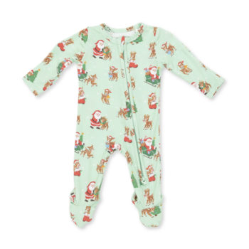 Angel Dear Angel Dear Vintage Reindeer & Santa Uni 2 Way Zipper Footie