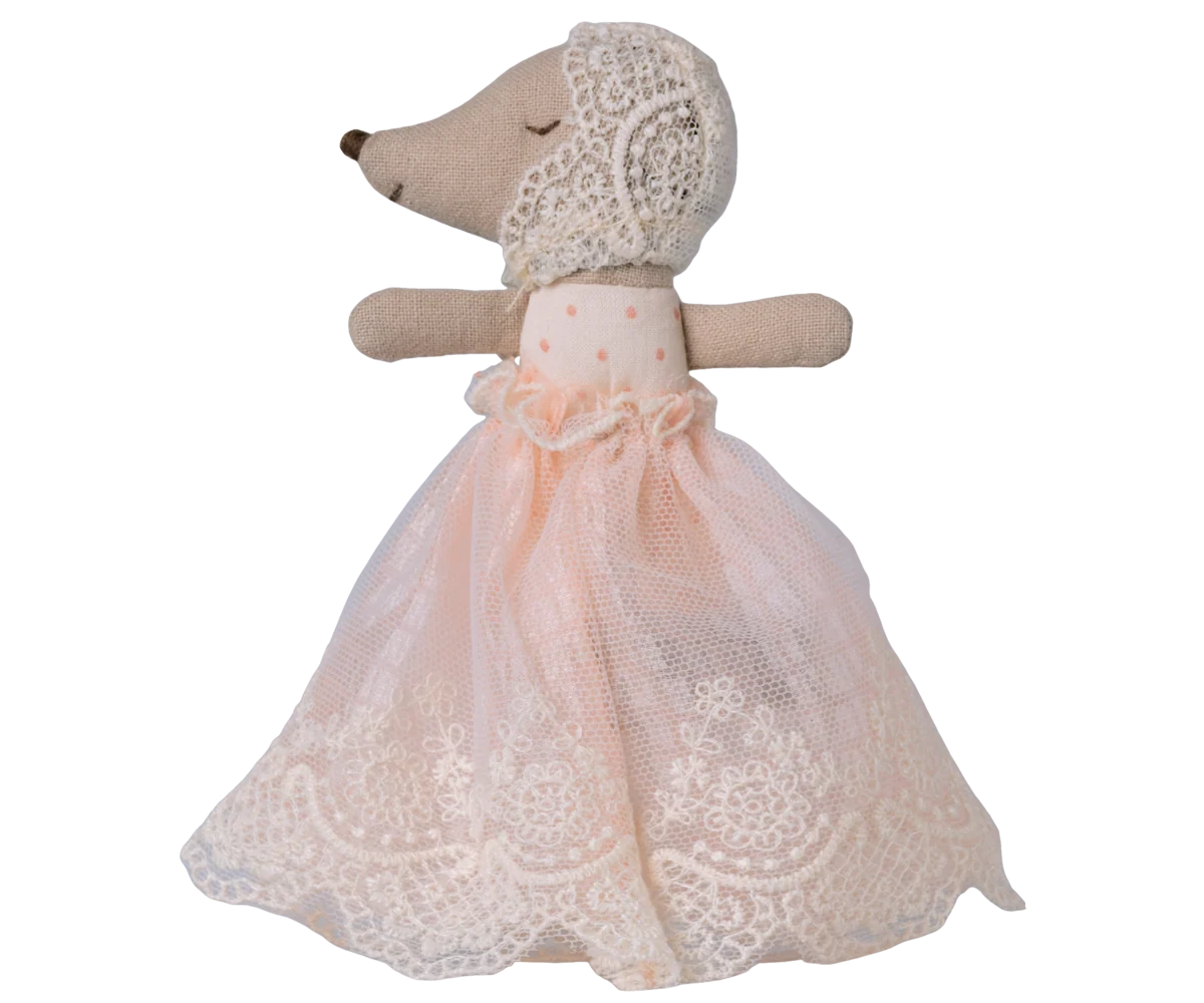 maileg Baby mouse in gown - Powder