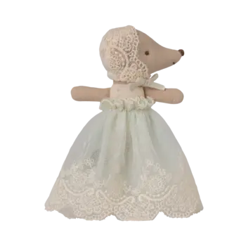 maileg Baby mouse in gown - Mint