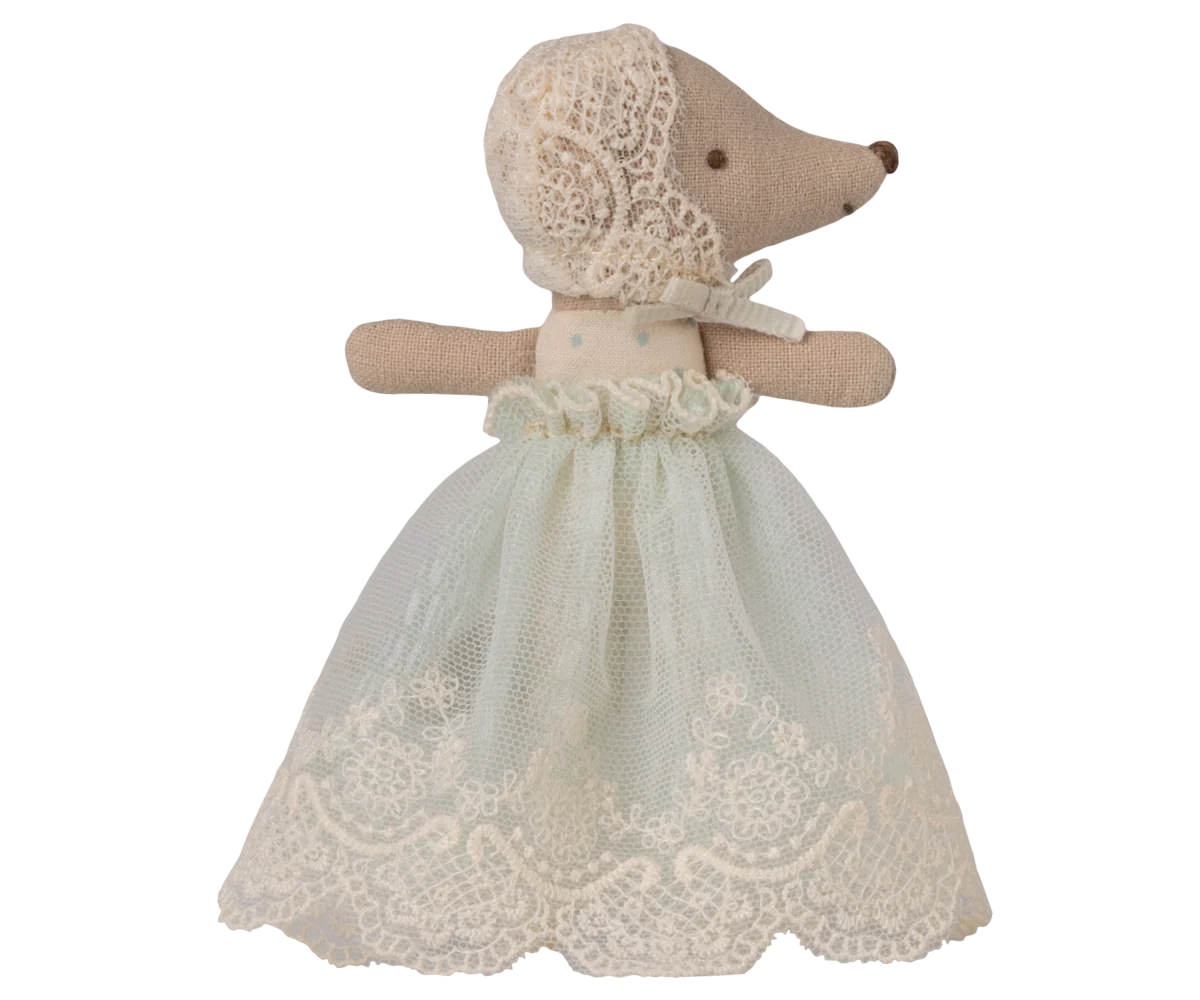 maileg Baby mouse in gown - Mint