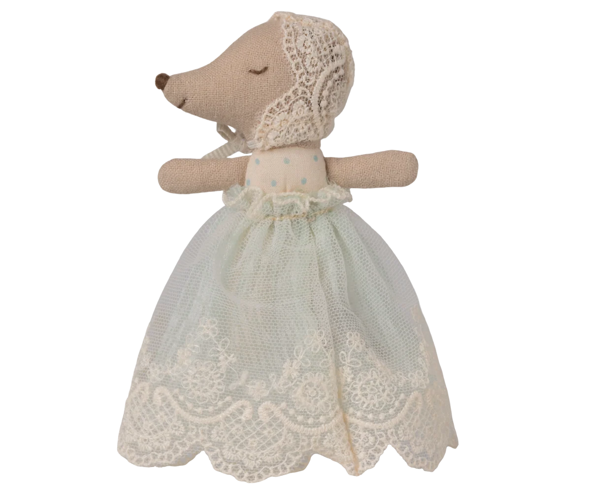 maileg Baby mouse in gown - Mint