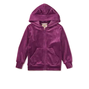 Tea Collection Tea Cat Ear Zip Velour  Hoodie