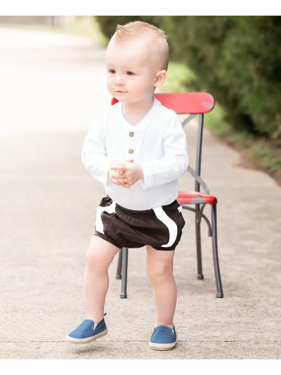RuffleButts Rufflebutts Knit Long Sleeve 2-Button Henley Bodysuit