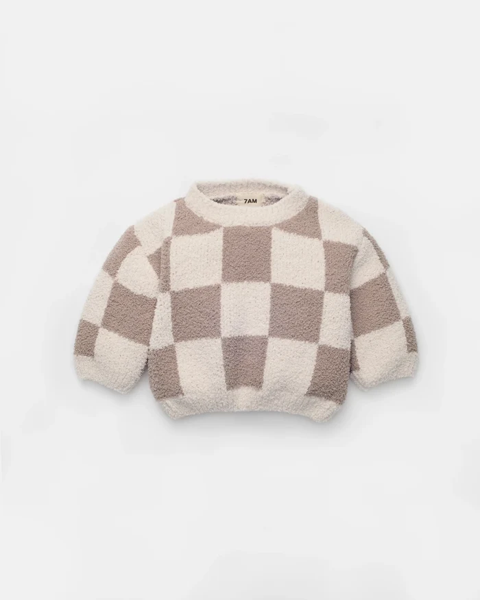 7AM 7AM Boxy Sweater - Checkers Fuzzy