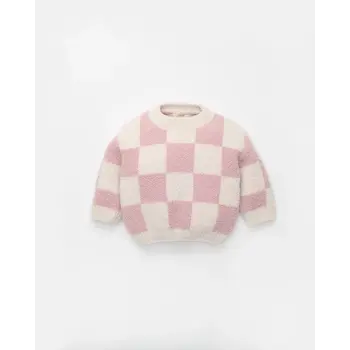 7AM 7AM Boxy Sweater - Checkers Fuzzy