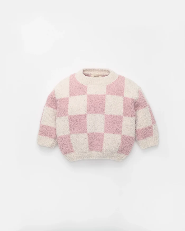 7AM 7AM Boxy Sweater - Checkers Fuzzy