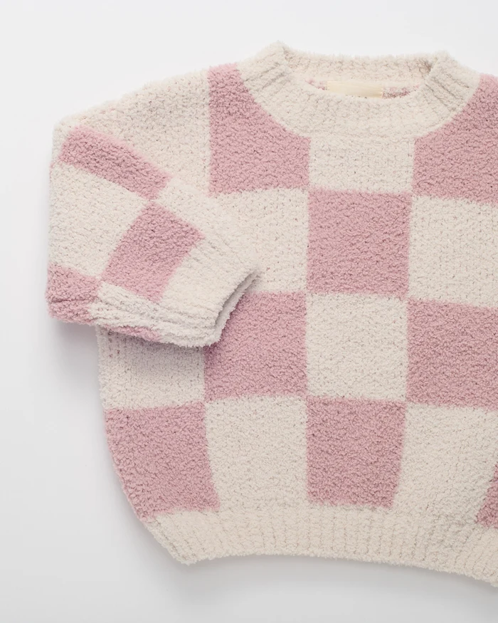 7AM 7AM Boxy Sweater - Checkers Fuzzy