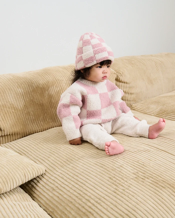 7AM 7AM Boxy Sweater - Checkers Fuzzy