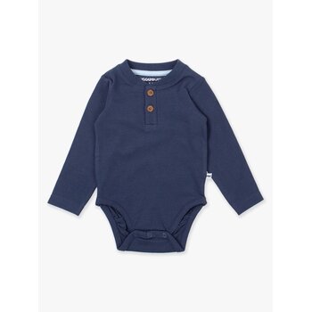 RuffleButts Rufflebutts Knit Long Sleeve 2-Button Henley Bodysuit