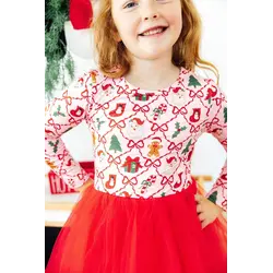 Mila & Rose Mila & Rose Deck the Halls Long Sleeve Tutu Dress