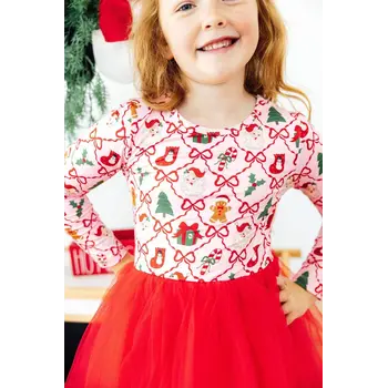 Mila & Rose Mila & Rose Deck the Halls Long Sleeve Tutu Dress