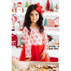 Mila & Rose Mila & Rose Pink Peppermint Long Sleeve Tutu Dress
