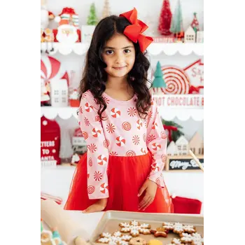 Mila & Rose Mila & Rose Pink Peppermint Long Sleeve Tutu Dress