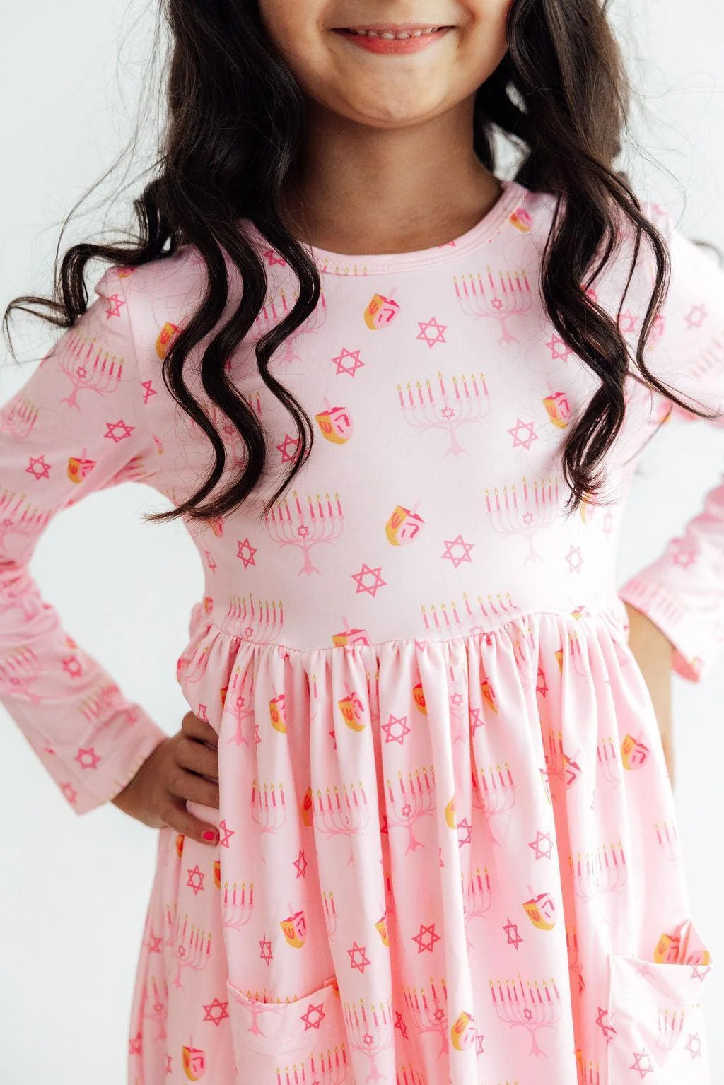 Mila & Rose Mila & Rose Pink Dreidel Darling Pocket Twirl Dress