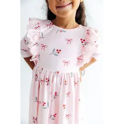Mila & Rose Mila & Rose 3/4 Winter Berries Sleeve Ruffle Twirl Dress