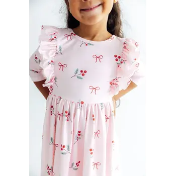 Mila & Rose Mila & Rose 3/4 Winter Berries Sleeve Ruffle Twirl Dress