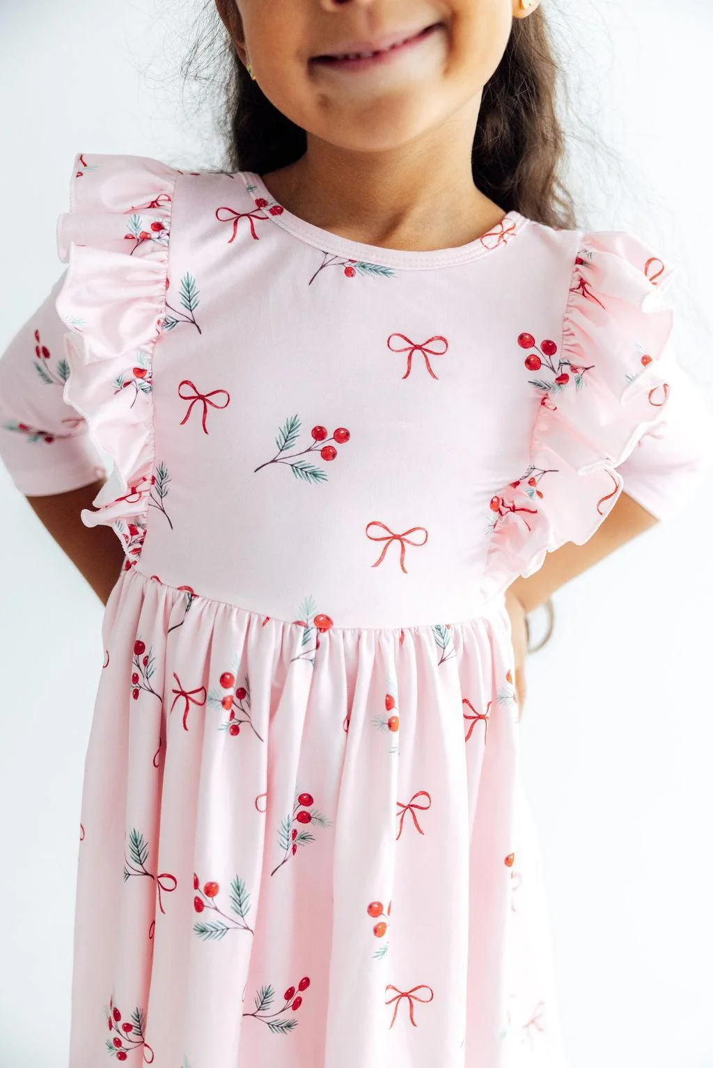 Mila & Rose Mila & Rose 3/4 Winter Berries Sleeve Ruffle Twirl Dress
