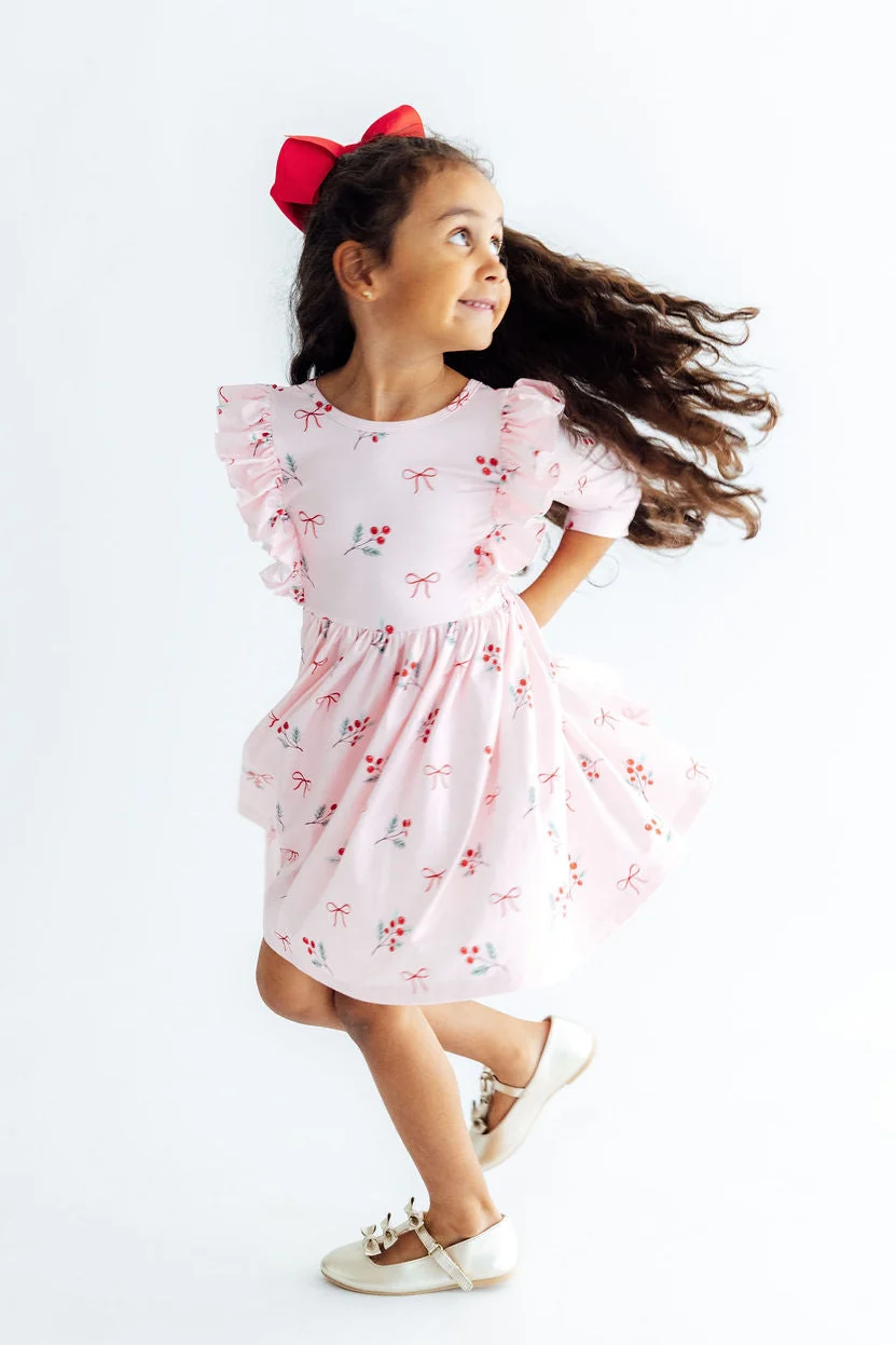 Mila & Rose Mila & Rose 3/4 Winter Berries Sleeve Ruffle Twirl Dress