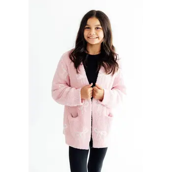 Mila & Rose Mila & Rose Pink/Coconut Bow Cozy Cardigan
