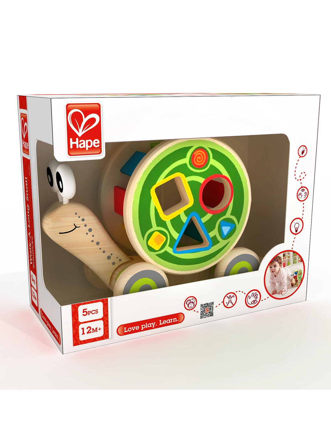 Hape Toys Hape Walk-A-Long Snail - Pull-Along Toy with Shape Sorting