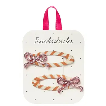 Rockahula Stripy Glitter Bow Clips