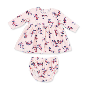 Angel Dear Angel Dear Nora Floral Velour - Long Sleeve Empire Waist Dress And Bloomer