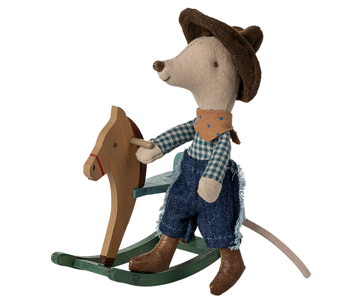 maileg Maileg Cowboy mouse on rocking horse, Little brother