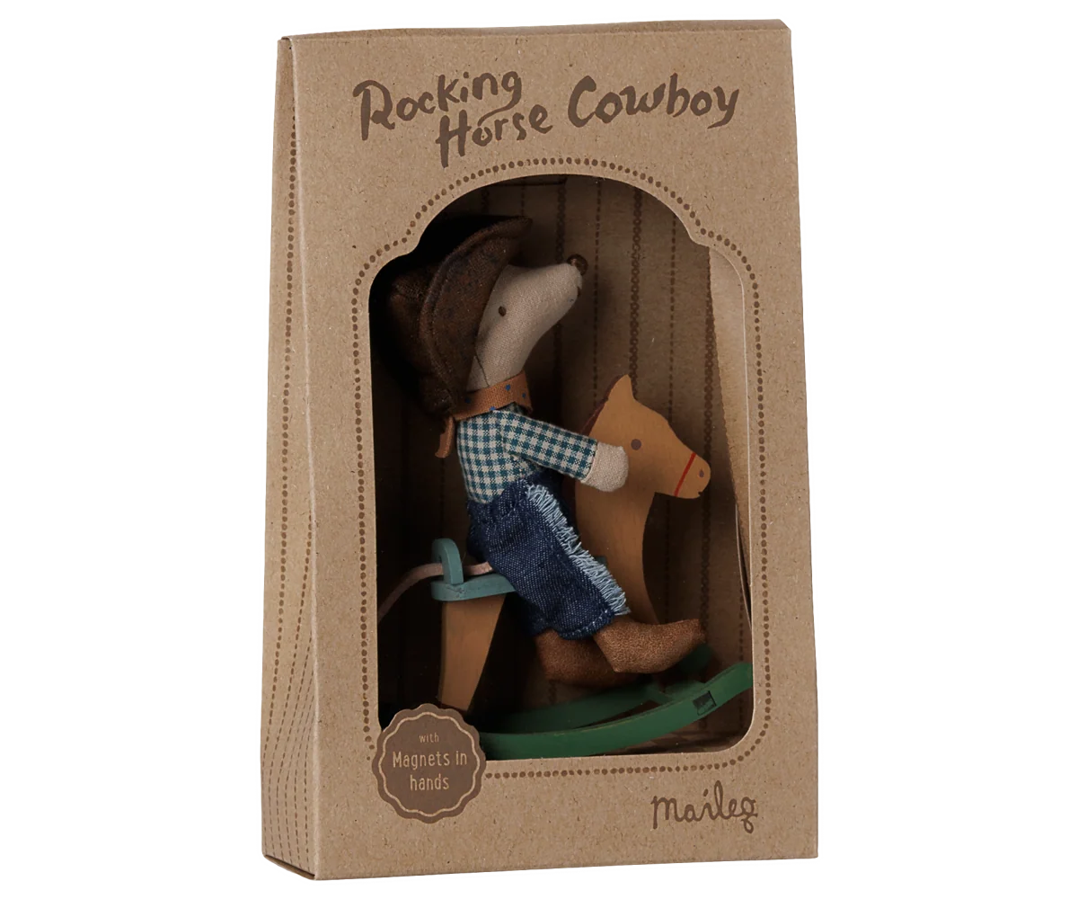 maileg Maileg Cowboy mouse on rocking horse, Little brother