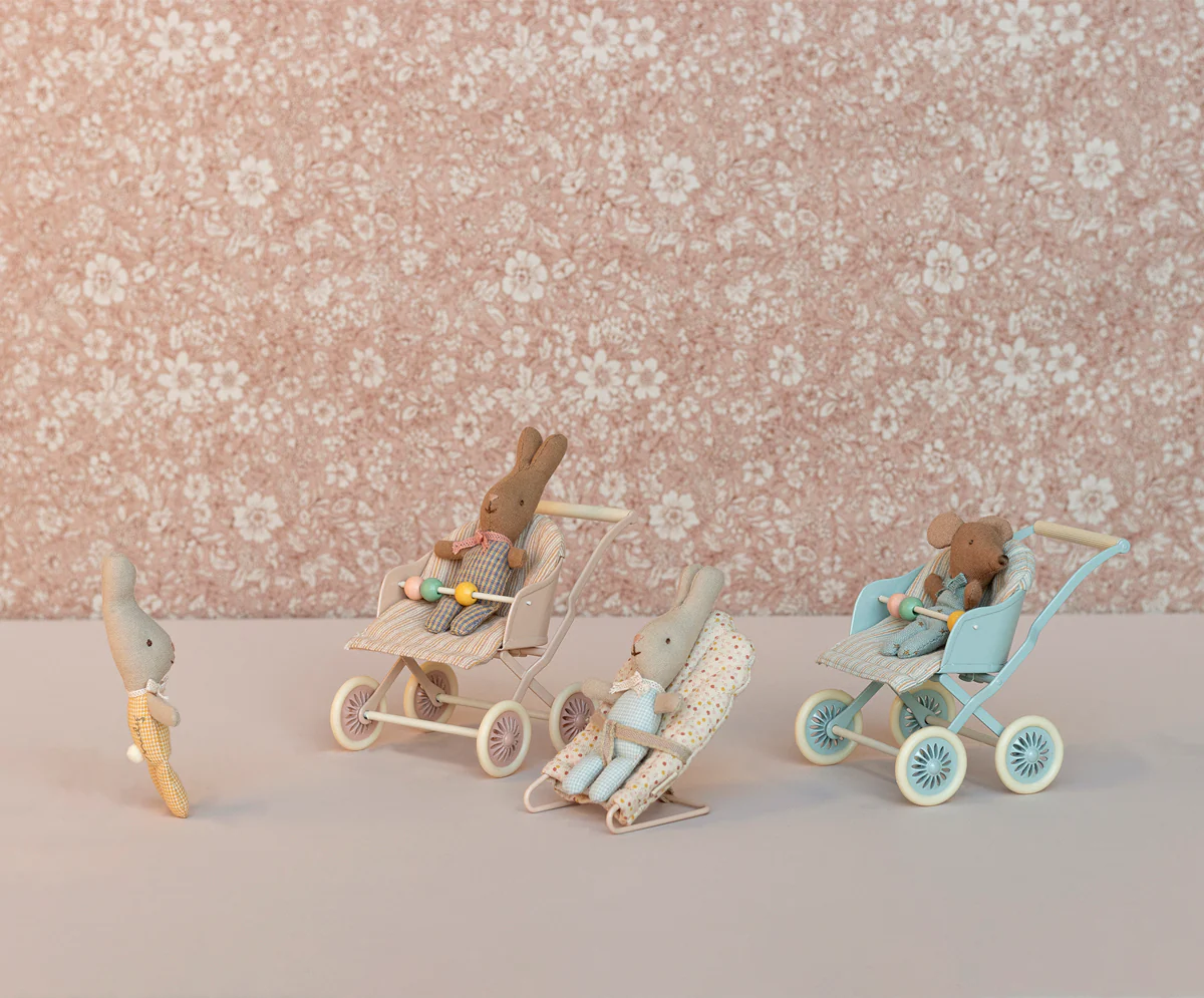 maileg Maileg Stroller, Baby mouse - Blue
