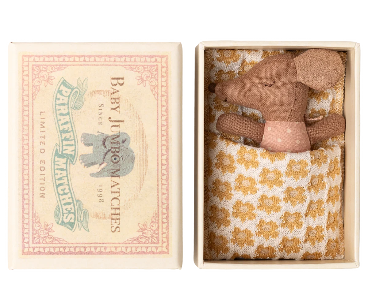 maileg Maileg Sleepy wakey baby mouse in matchbox - Rose