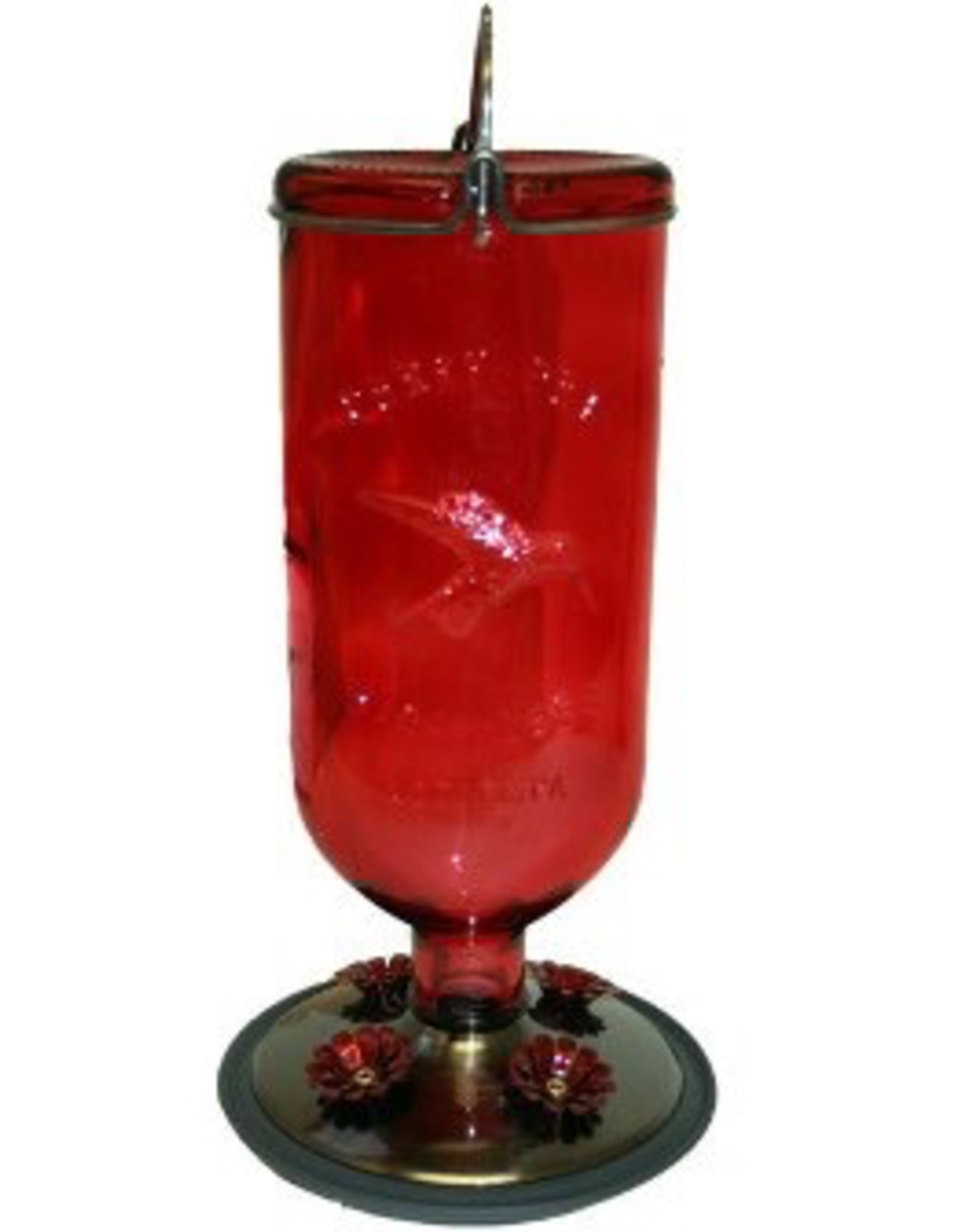 Perky Pet YH8109 Elegant Antique Glass Bottle Red Hummer feeder