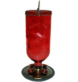 Perky Pet YH8109 Elegant Antique Glass Bottle Red Hummer feeder