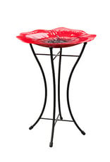 Woodlink WK82906 16” Red Poppy Glass Birdbath with stand