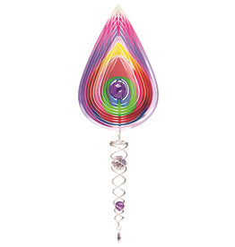 Spinfinity Designs CE864SS SMALL WIND SPINNER PARADISE TEARDROP W/SMALL PURPLE CRYSTAL TWISTER