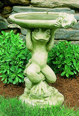 Campania CIB063 Cast Stone Whimsical Frog Birdbath in Natural