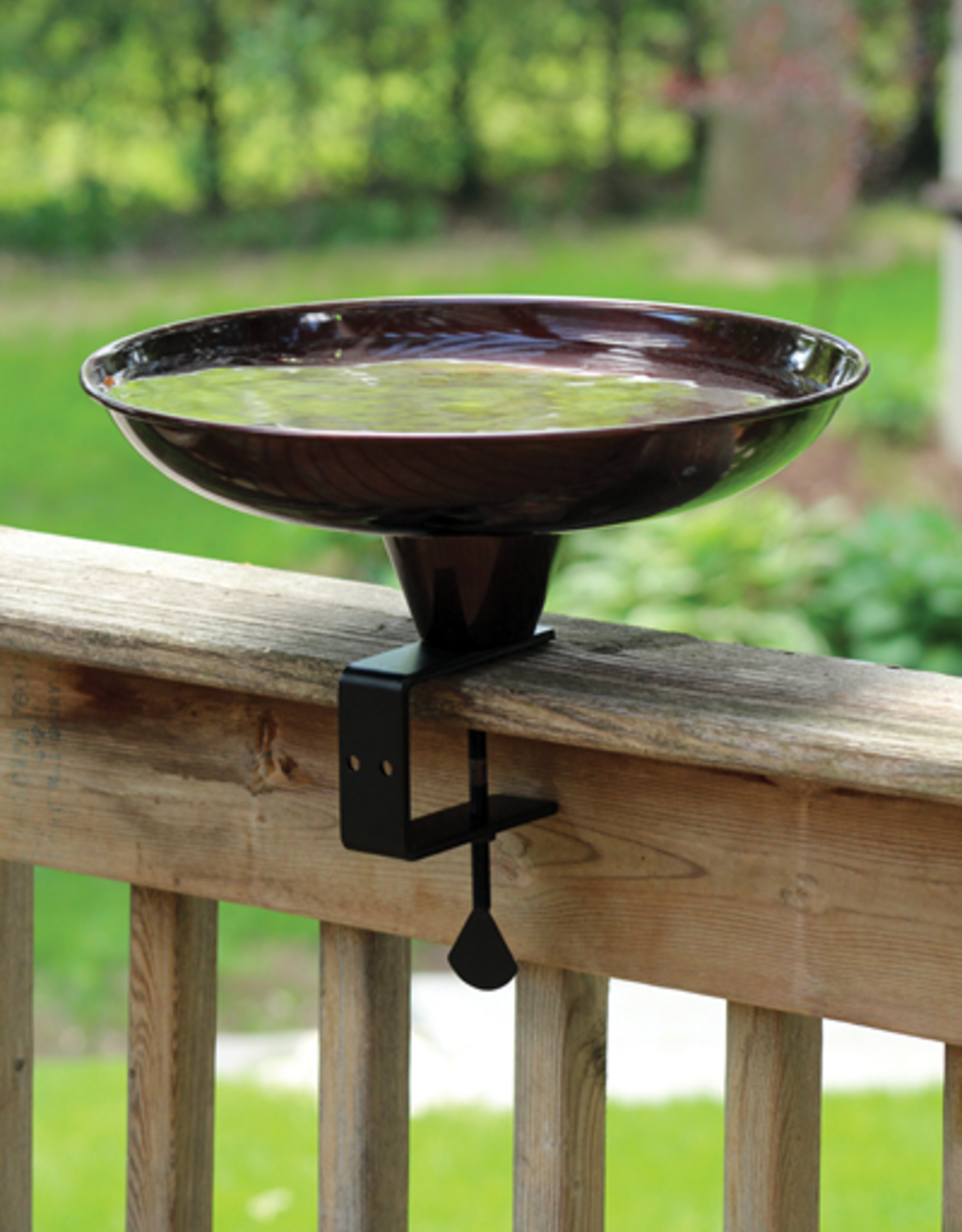 Pinebush PB10415 Deck Rail Birdbath, 14.5" D