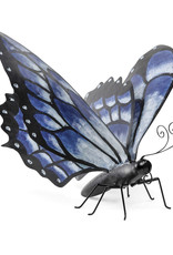 EE3294 Handpainted Blue Metal Monarch Butterfly Outdoor