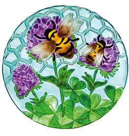 Evergreen EE2GB567 18" Glass Birdbath , Busy Bee Days