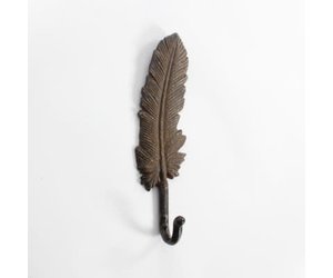 CJM7168B Black Feather Wall Hook 9.5 - The Birdhouse Nature Store