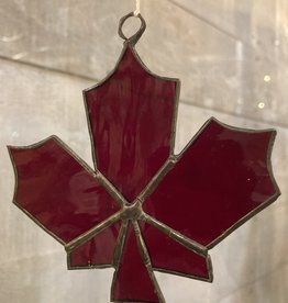 Artist- Andrew Reid ARMAPLELFR2 Stain Glass Maple Leaf -Dark Red