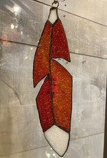 Artist- Andrew Reid ARFEATHER6B Stain glass Feather-Burnt Orange with white tip-9.5" 2.125"