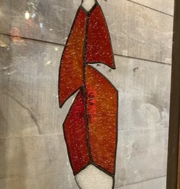 Artist- Andrew Reid ARFEATHER6B Stain glass Feather-Burnt Orange with white tip-9.5" 2.125"