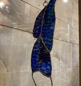 Artist- Andrew Reid ARFEATHER5C Stained Glass Feather-Blue with clear tip, 9.5" x 2.125"