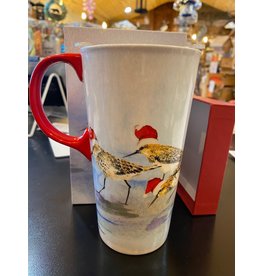 Evergreen EE7334 Holiday Sandpipers Ceramic Travel Mug, 17oz