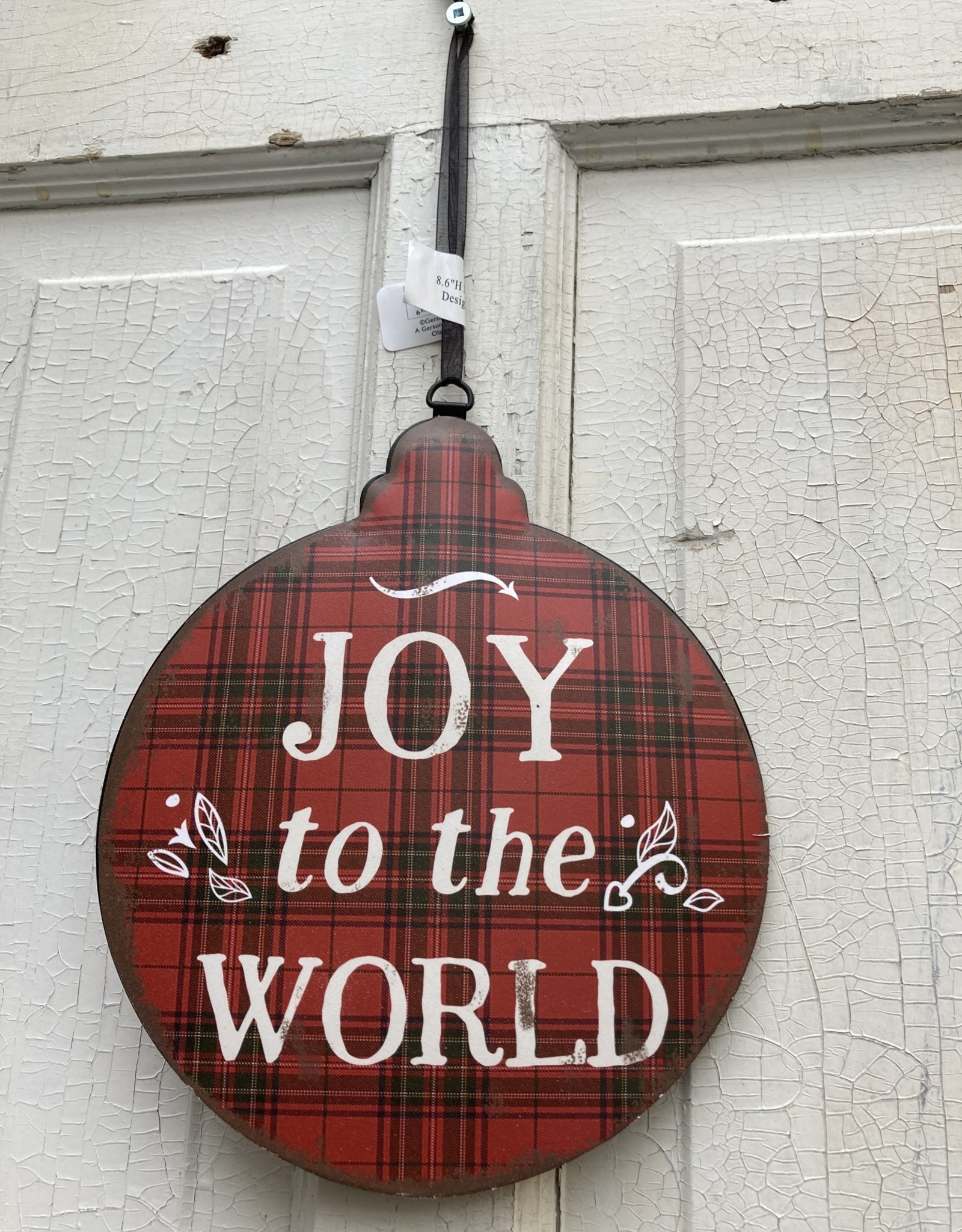 Tri W TW4620A  8.6" Metal Holiday Plaid Sign -Joy to the World