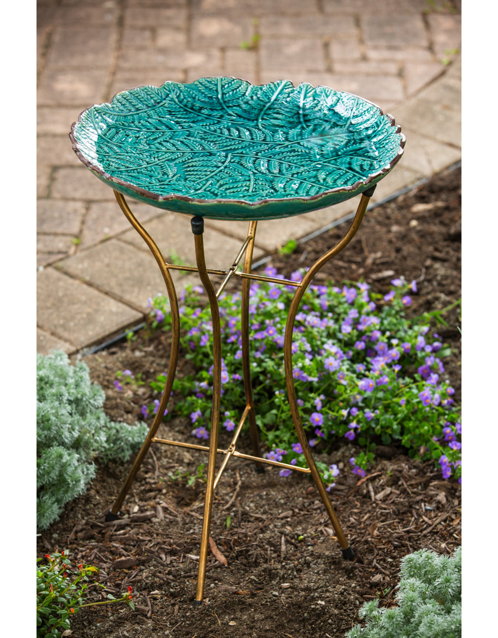 Evergreen EE2GB1188 Ceramic Bird Bath with stand, Botanicals