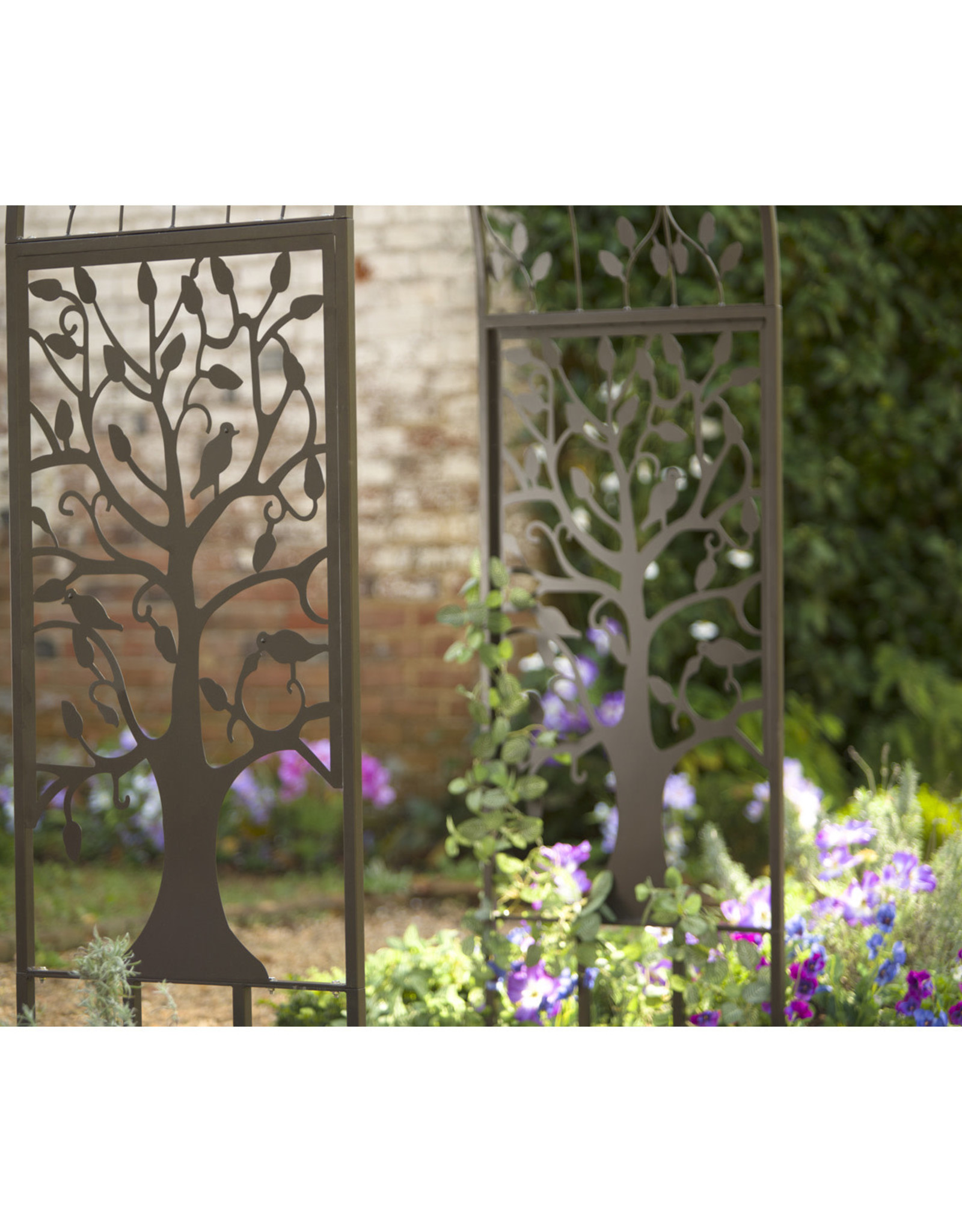 Evergreen EE47M3010 Metal Arched Garden Arbor with Tree of Life Design