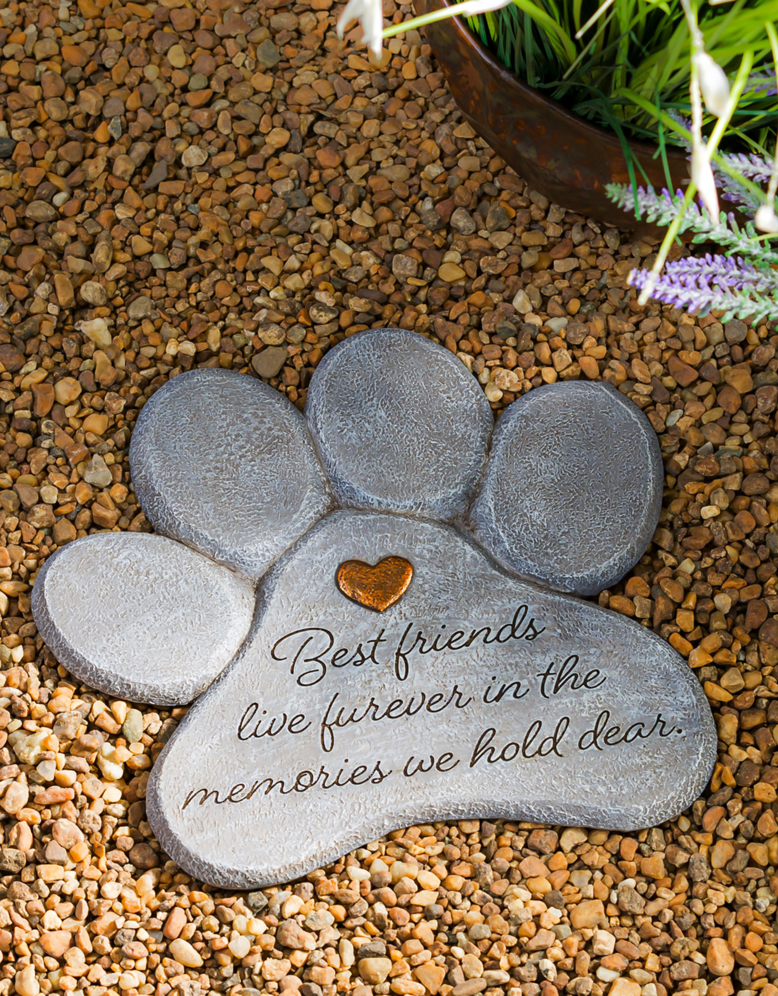 Evergreen EE2961 11" Paw Shaped Pet Memoriall Garden Stone