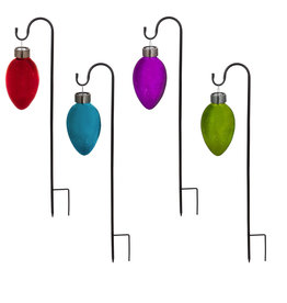 Evergreen Solar Mercury Glass Christmas Light with Shephard's Hook 4 asst't