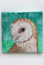 Artist - Alicia Galambos AGPAULINA Paulina the Barn Owl,  Original Painting,6x6 on canvas